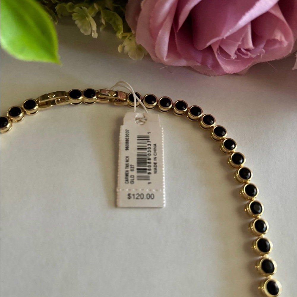 NWT Kendra Scott Carmen Tennis Necklace in Gold black - Picture 6 of 9